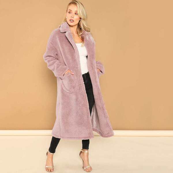 

Notch Collar Single Breasted Teddy Coat