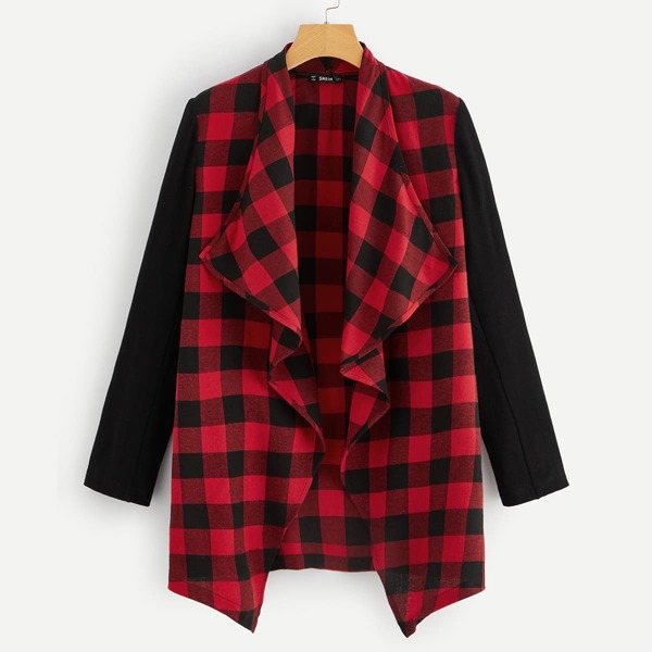 

Cascade Collar Plaid Coat