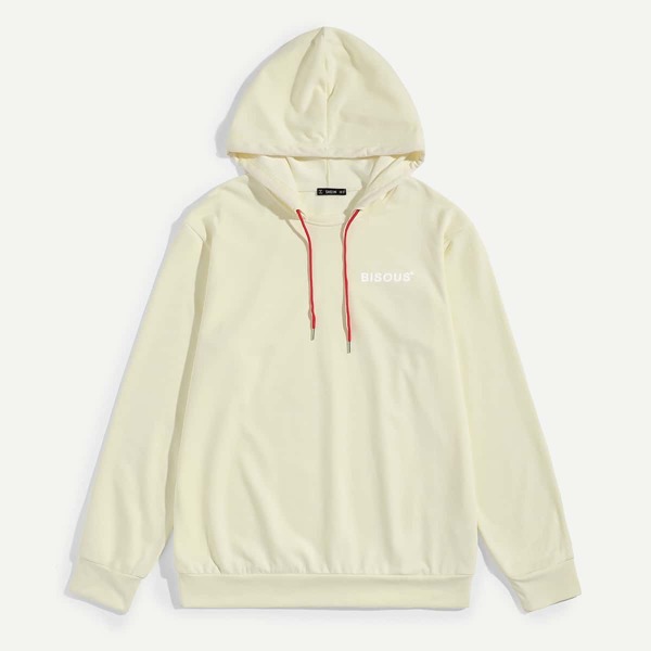 

Men Letter Print Drawstring Hoodie