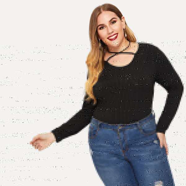 

Plus Criss Cross Ribbed Tee