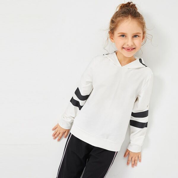 

Girls Varsity Striped Hoodie, White