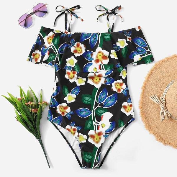 

Random Floral Flounce One Piece Swimsuit