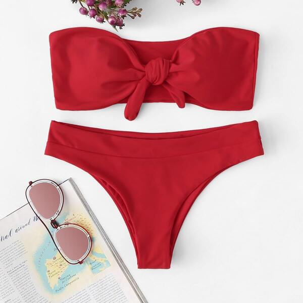 

Knot Front Bandeau Bikini Set
