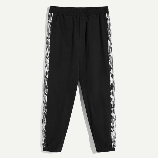 

Men Contrast Zebra Drawstring Waist Pants