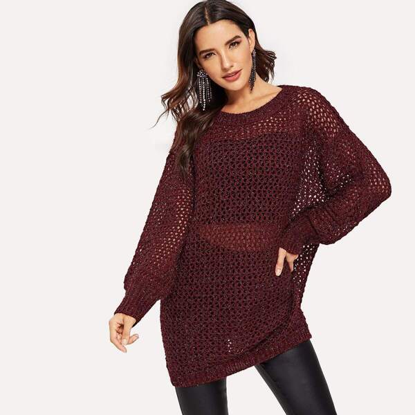 

Semi Sheer Loose Knit Sweater