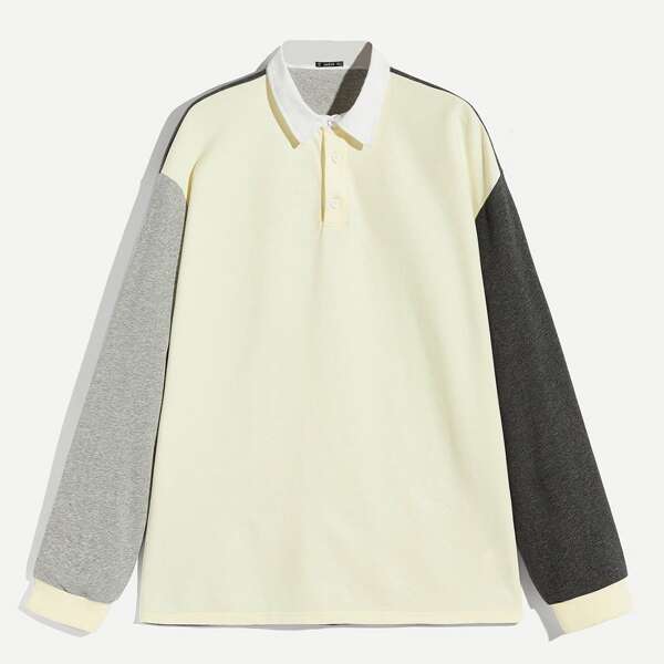 

Men Colorblock Buttoned Polo Shirt