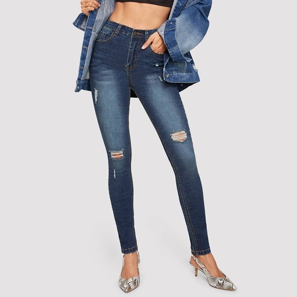 

Knee Rips Faded Skinny Jeans