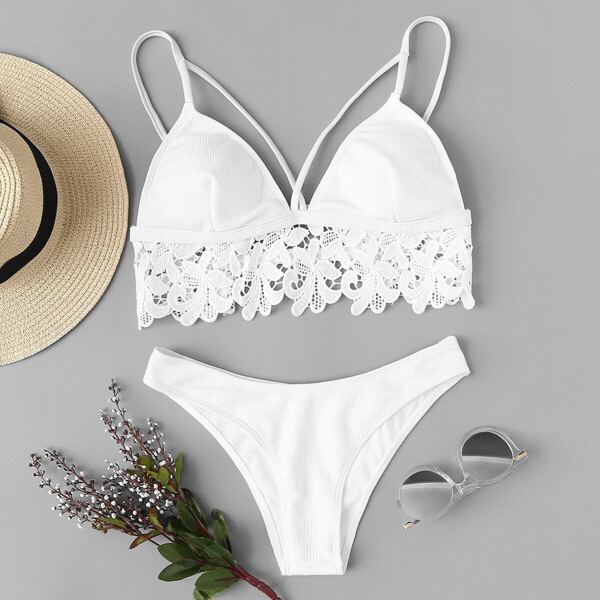 

Harness Ribbed Top With Low Rise Bikini Set