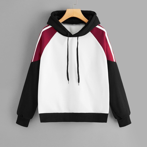

Cut And Sew Panel Drawstring Hoodie