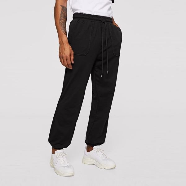 

Men Patch Pocket Detail Seamed Sweatpants