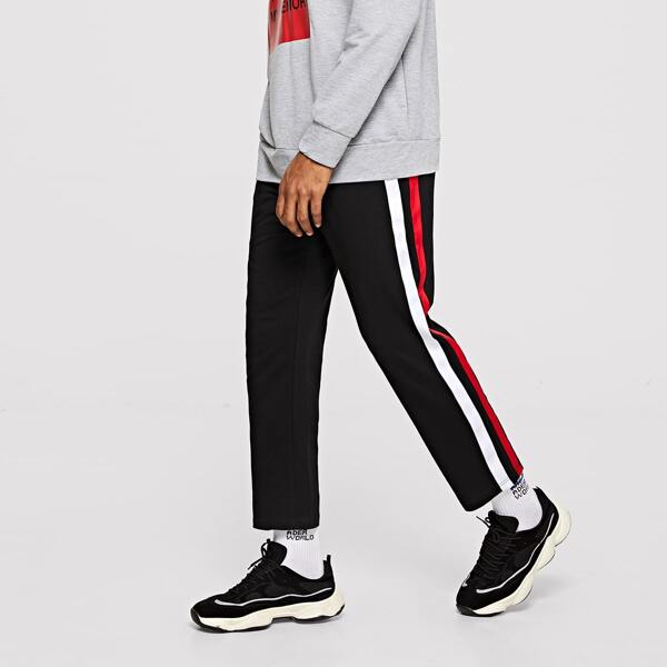 

Men Cut-and-sew Tapered Jogger Pants, Black