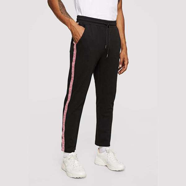 

Men Embroidered Tape Side Track Pants