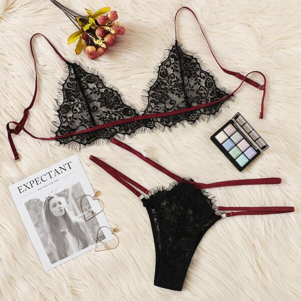 

Eyelash Lace Lingerie Set