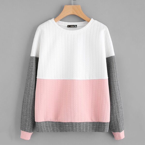 

Plus Color-block Textured Sweatshirt