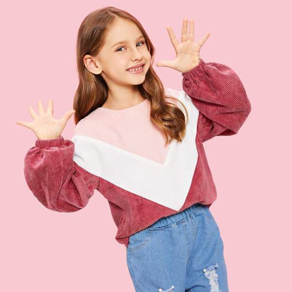 

Girls Cut-and-sew Corduroy Pullover