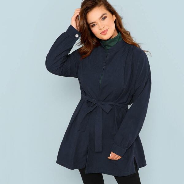 

Plus Drop Shoulder Belted Coat