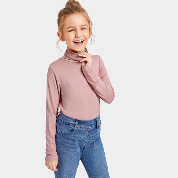 

Girls High Neck Solid Tee