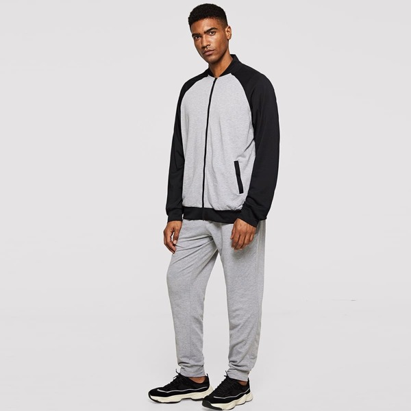 

Men Two Tone Raglan Sleeve Jacket & Pants Set