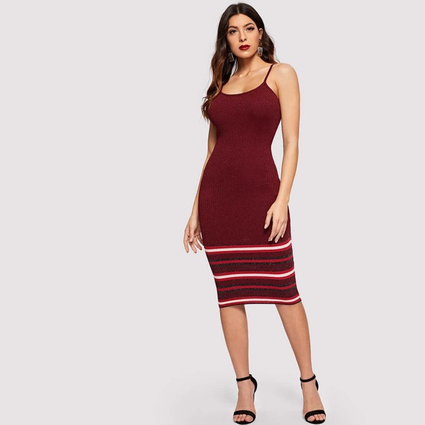 

Ribbed Knit Stripe Cami Dress