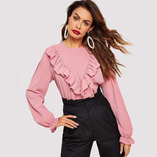 

Ruffle Detail Zip Back Blouse