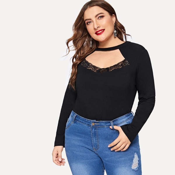 

Plus Contrast Lace Skinny Tee