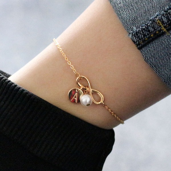

Infinity & Letter Chain Anklet, Gold