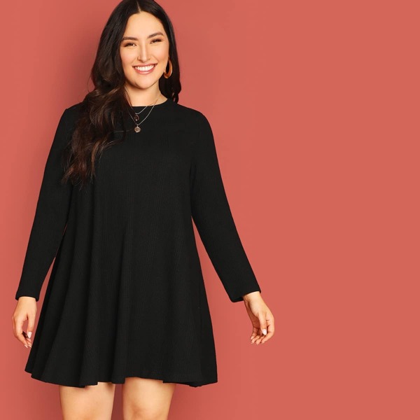 

Plus Solid Fit & Flare Dress