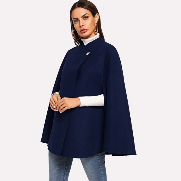 

Single Button Wrap Cape Coat