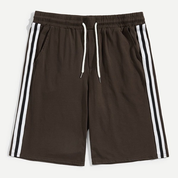 

Men Drawstring Waist Striped Shorts