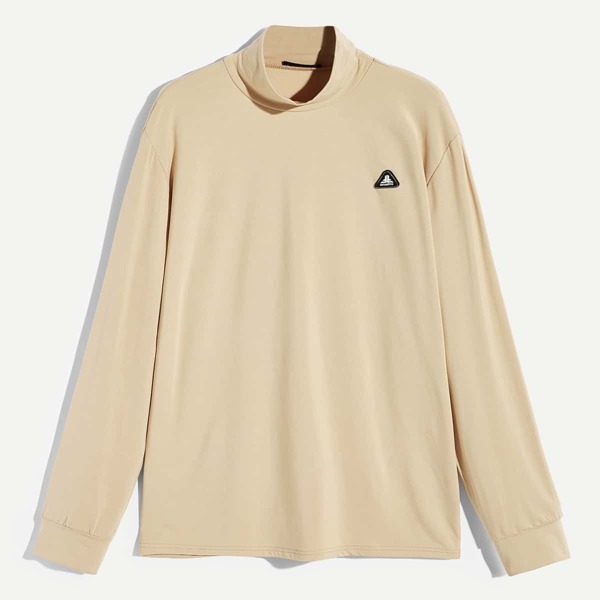 

Men Mock-neck Patched Detail Pullover