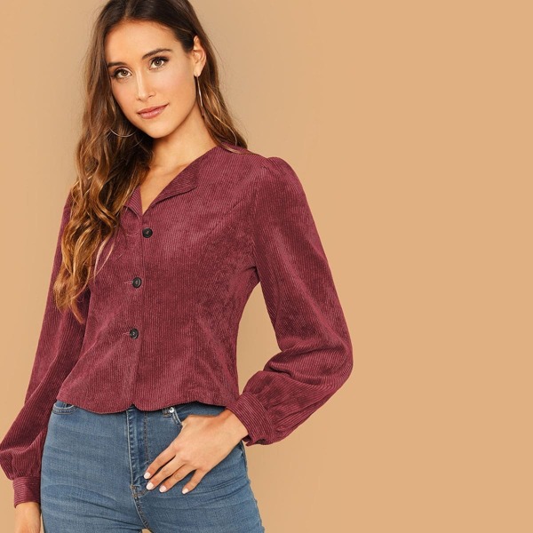 

Single Breasted Short Corduroy Jacket