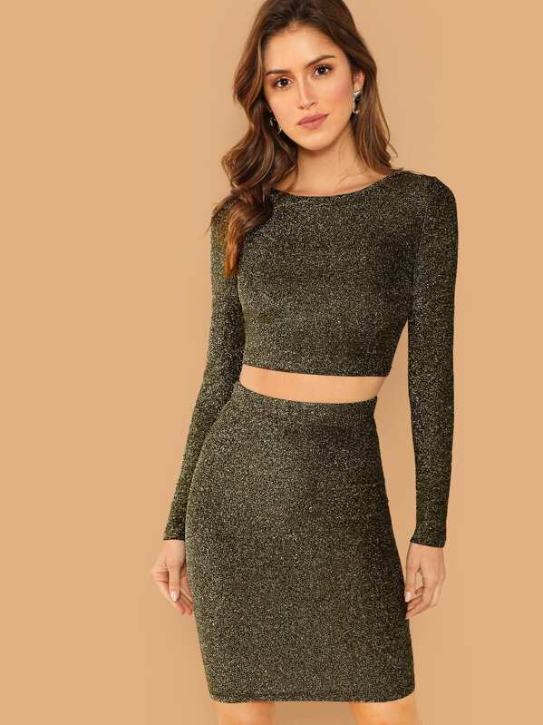 

Блестящий короткий топ и облегающая юбка комплект, Gigi Paris