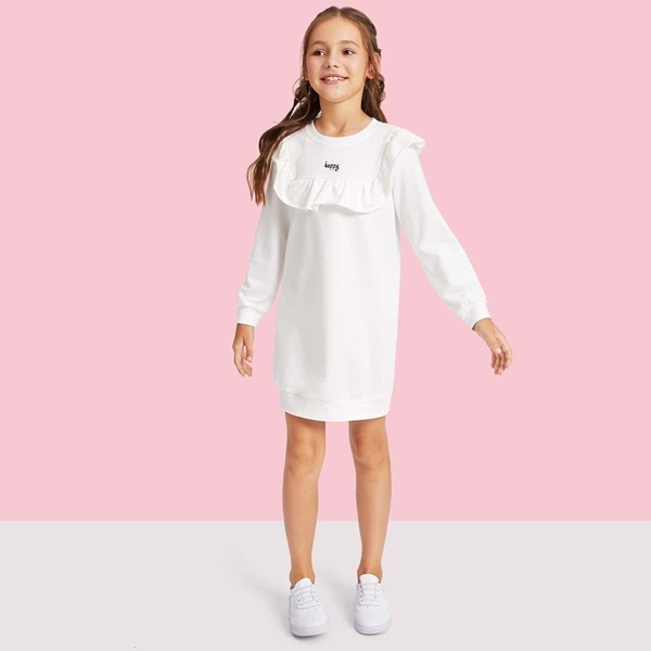 

Girls Ruffle Detail Letter Dress