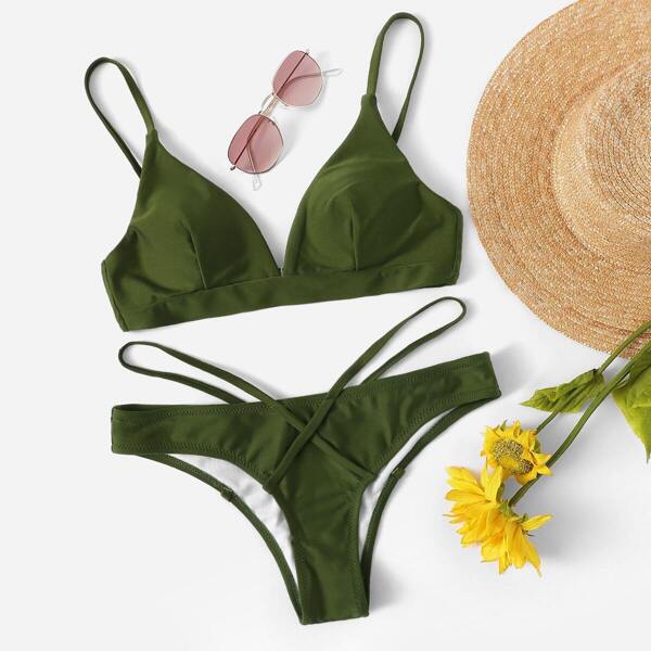 

Seam Top With Criss Cross Low Rise Bikini