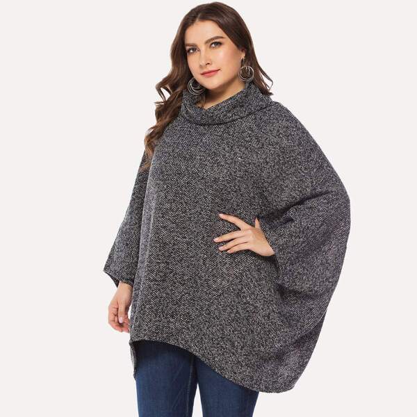 

Plus Batwing Sleeve Turtleneck Jumper