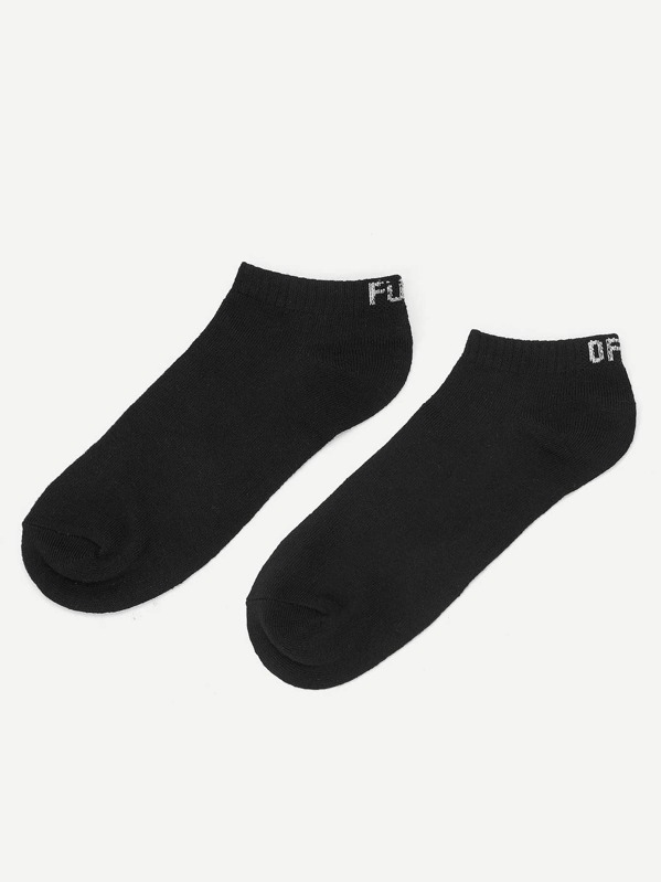 

Letter Detail Ankle Socks, Black