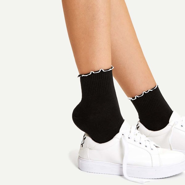 

Lettuce Trim Crew Socks, Black