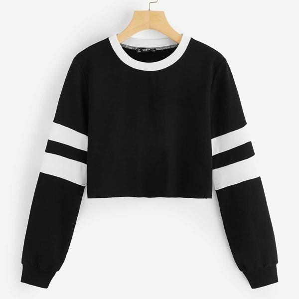 

Varsity Striped Crop Pullover