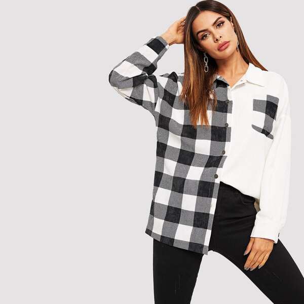 

Two Tone Pocket Patch Gingham Jacket