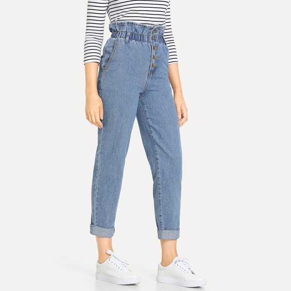 

Paperbag Waist Button Fly Jeans