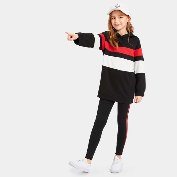 

Girls Colorblock Hoodie and Leggings Set