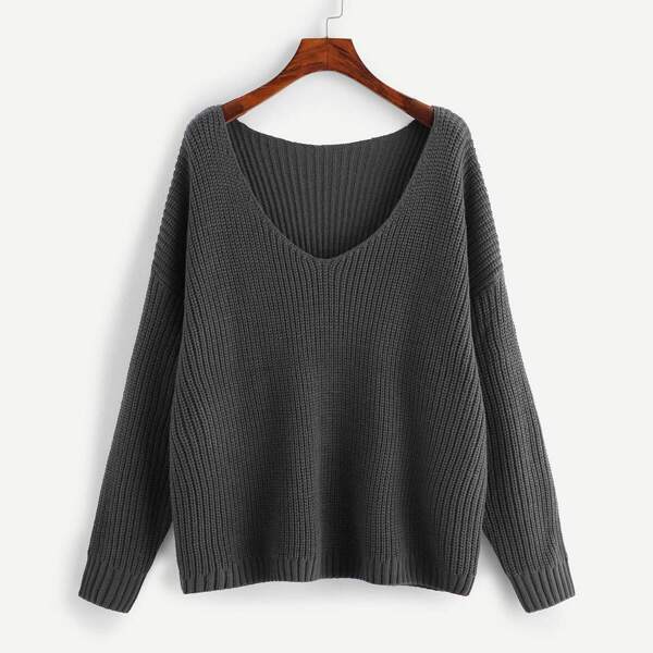 

Plus Drop Shoulder V Neck Jumper
