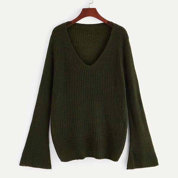 

Trumpet Sleeve Solid Jumper