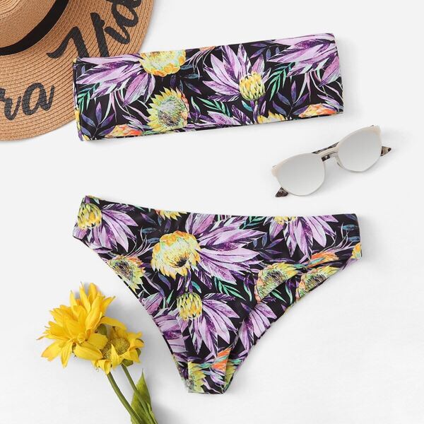 

Random Floral Bandeau Bikini Set