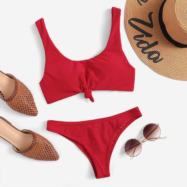

Knot Front Scoop Neck Bikini Set