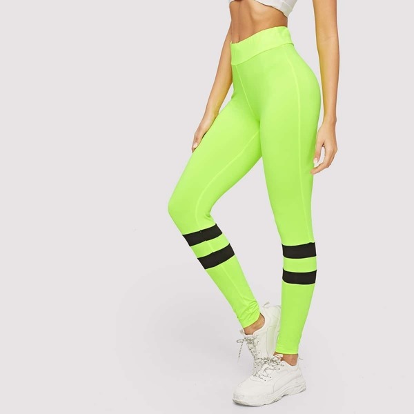 

Wide Waistband Striped Neon Leggings