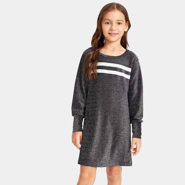 

Girls Space Dye Stripe Print Dress