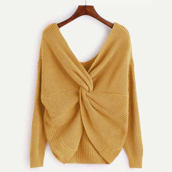 

V-neck Twist Front Sweater