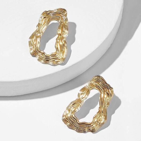 

Abstracted Shaped Hoop Earrings 1pair, Gold