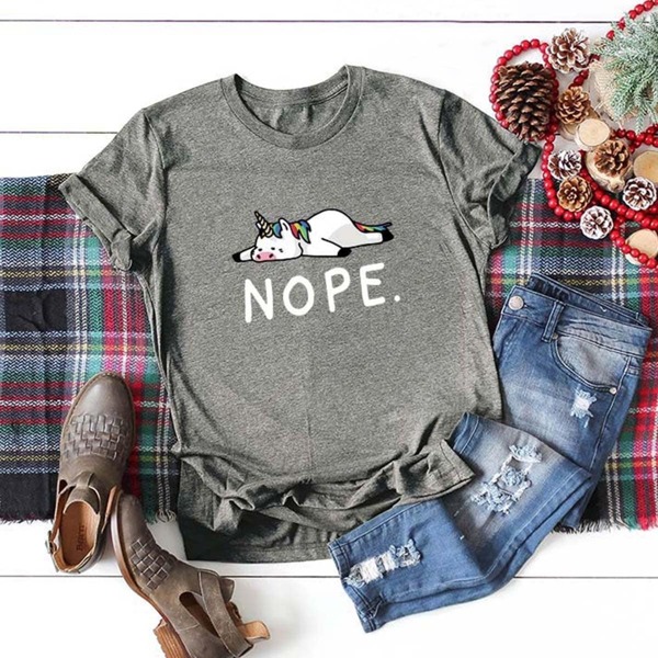 

Plus Unicorn And Letter Graphic Tee, Grey